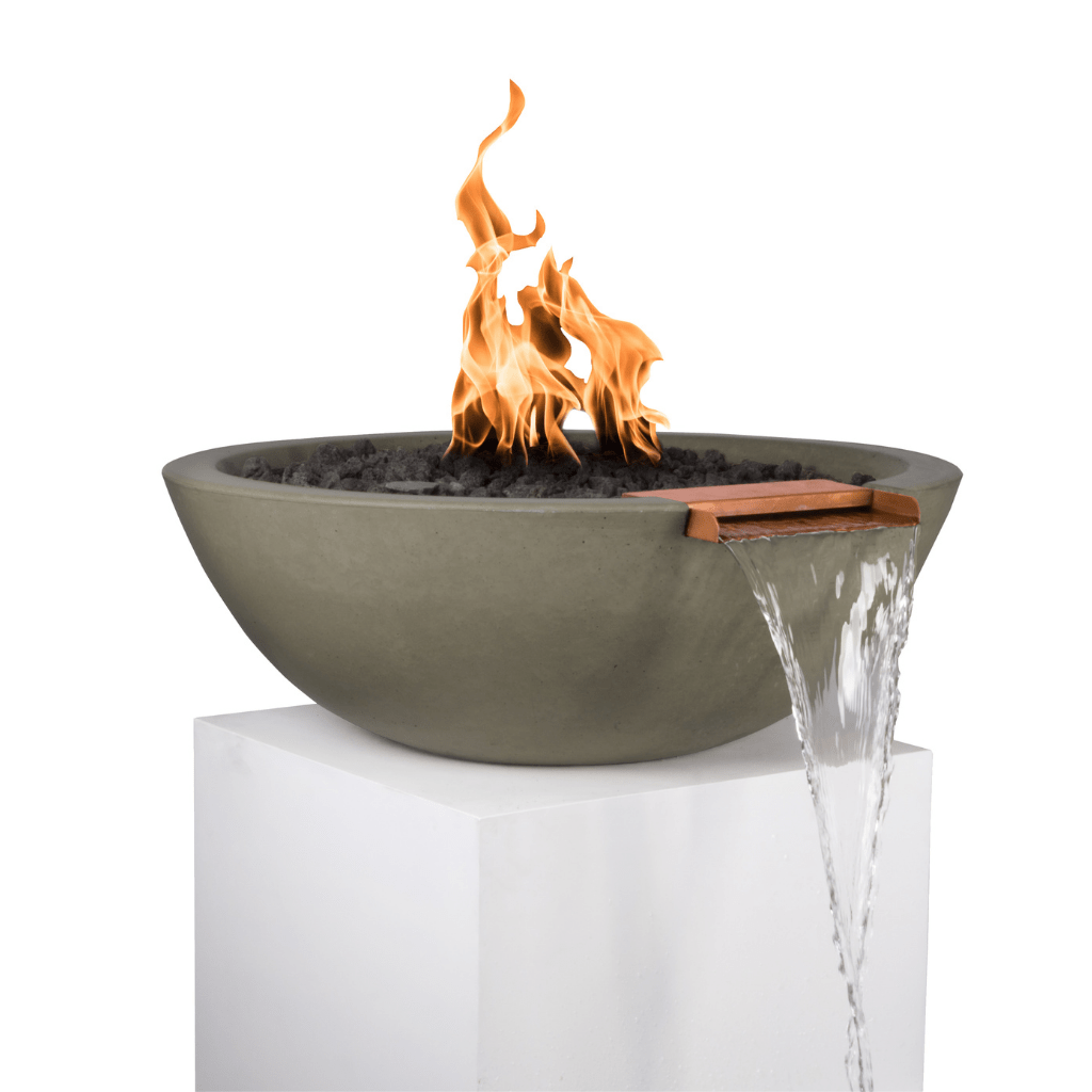 The Outdoor Plus 33" Sedona GFRC Concrete Round Fire and Water Bowl
