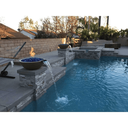 The Outdoor Plus 33" Sedona GFRC Concrete Round Fire and Water Bowl