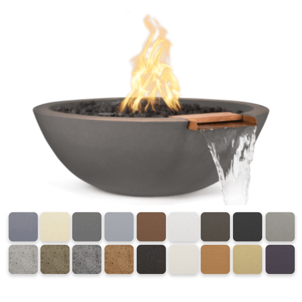 The Outdoor Plus 33" Sedona GFRC Concrete Round Fire and Water Bowl