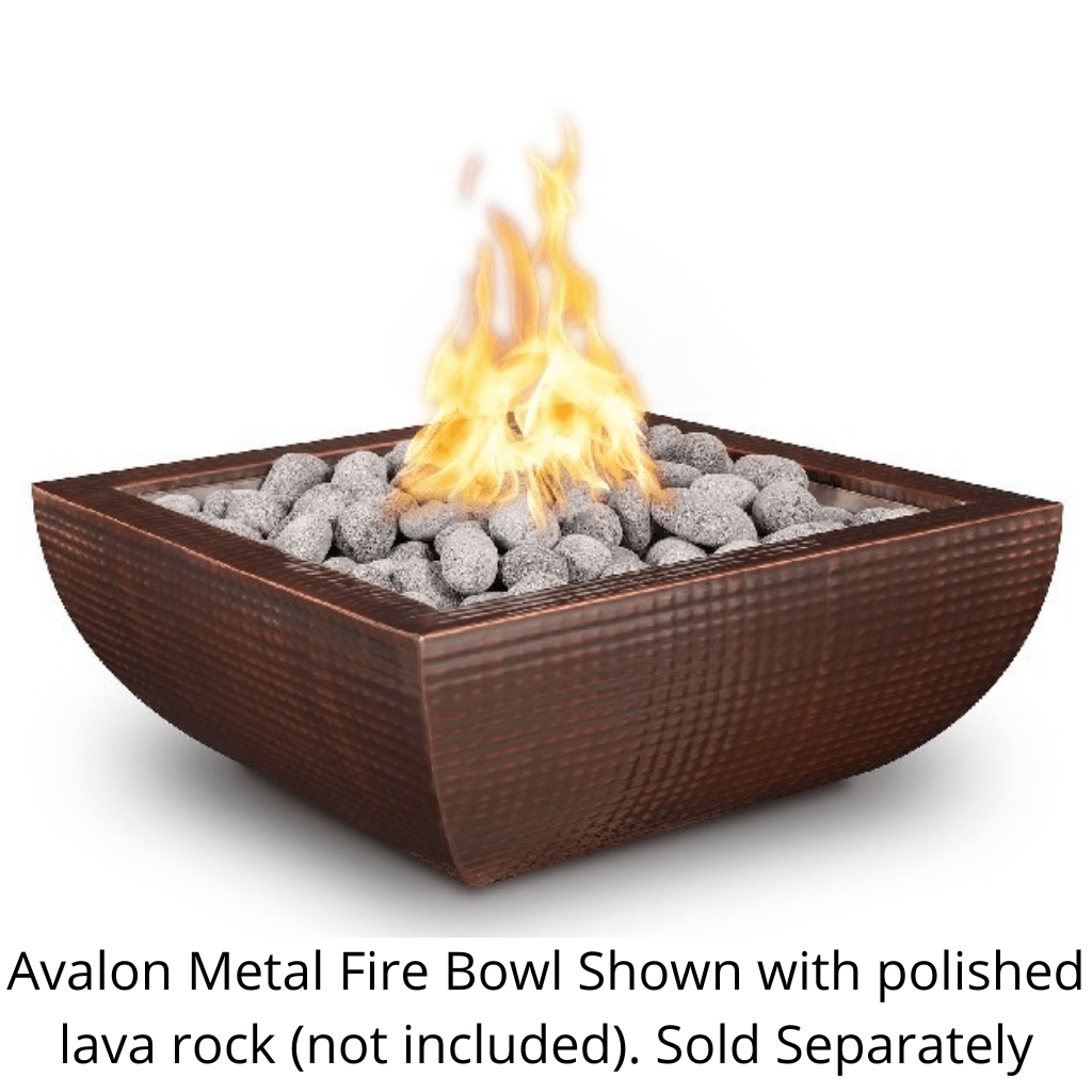 The Outdoor Plus 36" Avalon Hammered Copper & Stainless Steel Square Fire Bowl