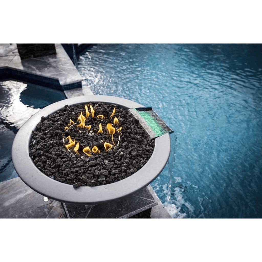 Fire and Water Bowl The Outdoor Plus 36" OPT-RFW Series Cazo GFRC Match Lit Round Fire and Water Bowl