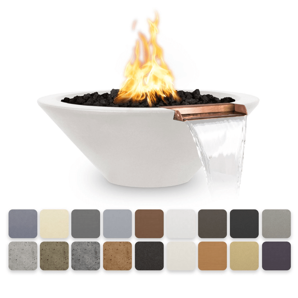 Fire and Water Bowl Match Lit / Natural Gas / Ash The Outdoor Plus 36" Cazo GFRC Concrete Round Fire and Water Bowl