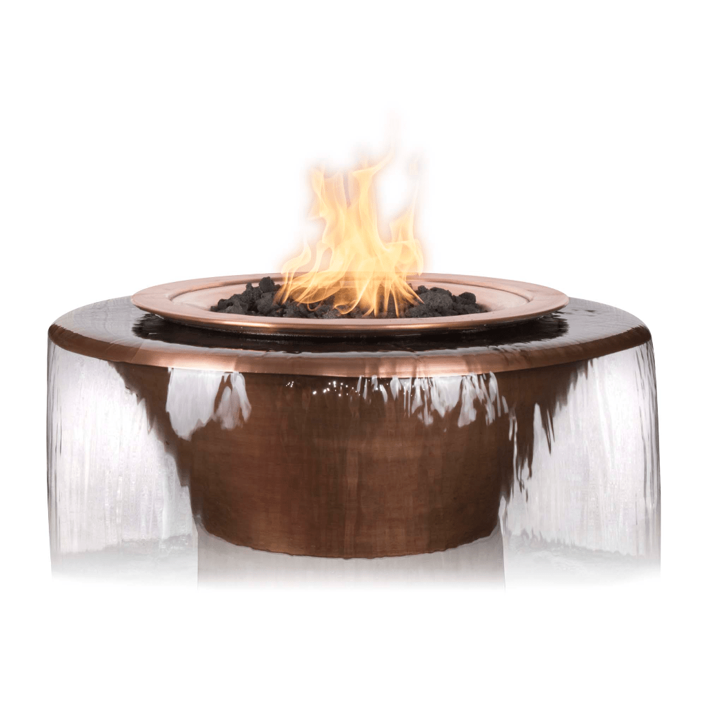 The Outdoor Plus 36" Cazo Hammered Copper 360° Spill Round Fire & Water Bowl