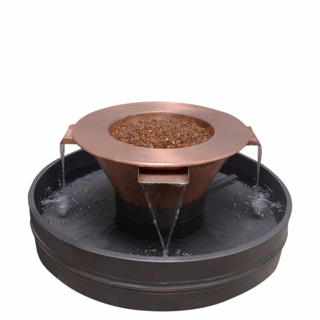 The Outdoor Plus 36" Cazo Hammered Copper 4 Way Spill Round Fire & Water Bowl
