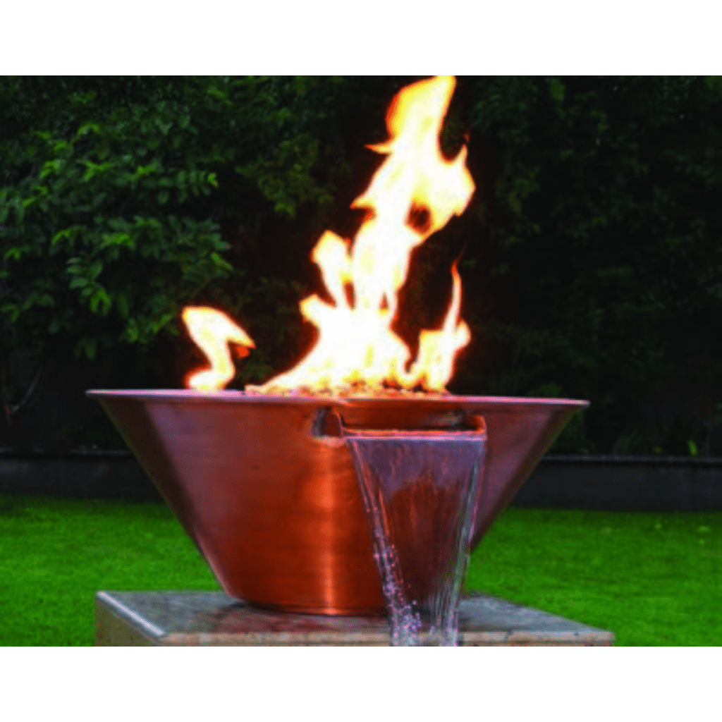 The Outdoor Plus 36" Cazo Hammered Copper Round Fire & Water Bowl