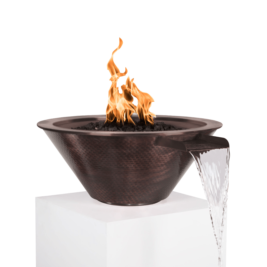 The Outdoor Plus 36" Cazo Hammered Copper Round Fire & Water Bowl