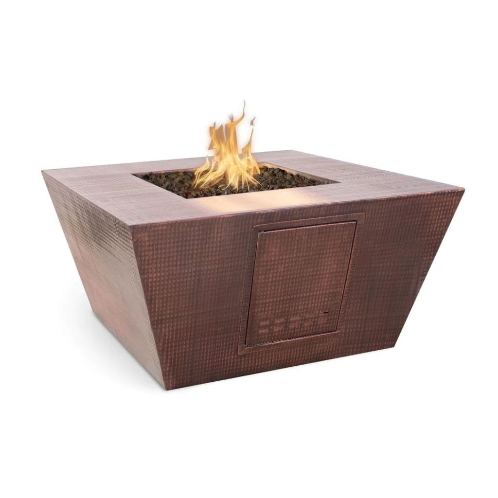 The Outdoor Plus 36" Redan Hammered Copper Square Fire Pit
