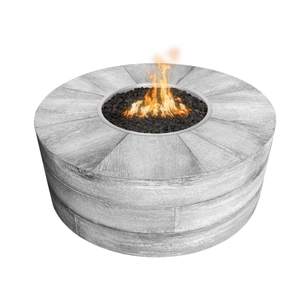 The Outdoor Plus 42" Sequoia GFRC Wood Grain Concrete Round Gas Fire Pit - 24" tall