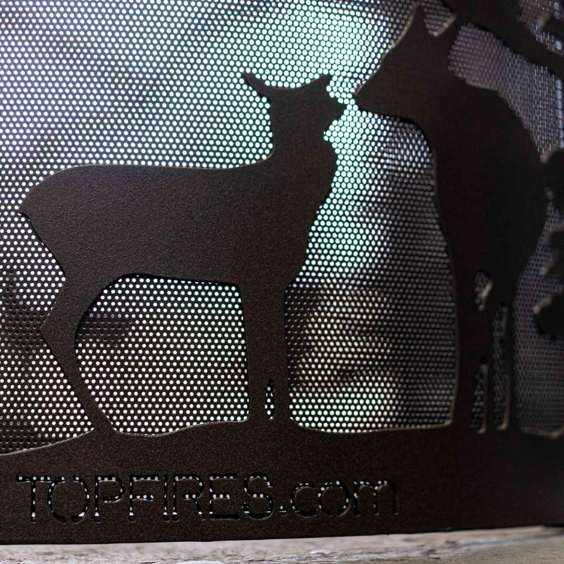 The Outdoor Plus 46" Outback Deer Country GFRC Metallic/Rustic Top and Powdered Steel Base Round Natural Gas Fire Table - Flame Sense with Spark