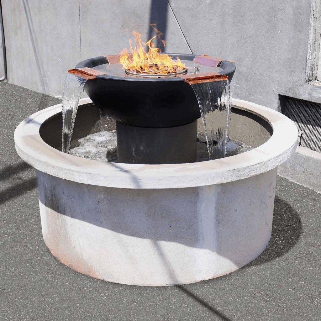 The Outdoor Plus 46" Sedona GFRC Concrete 4 Way Spill Round Fire and Water Bowl