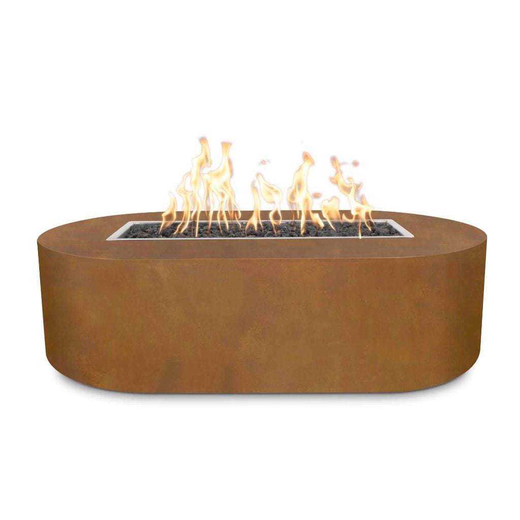 The Outdoor Plus 48" Bispo Copper & Corten Steel & Stainless Steel Rectangle Fire Pit