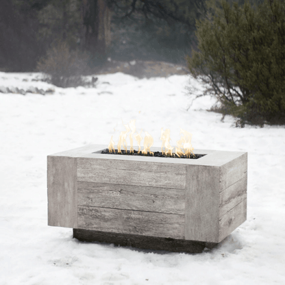 The Outdoor Plus 48" Catalina GFRC Wood Grain Concrete Rectangle Gas Fire Pit