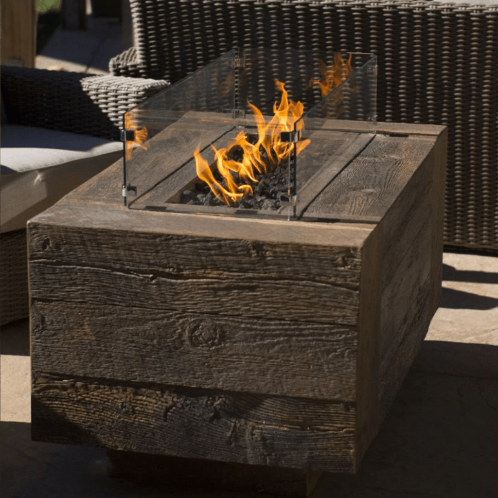 The Outdoor Plus 48" Catalina GFRC Wood Grain Concrete Rectangle Gas Fire Pit