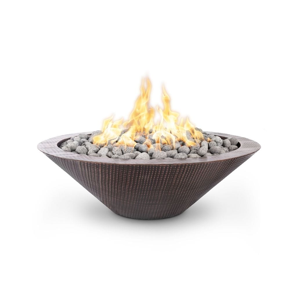 The Outdoor Plus 48" Cazo Narrow Ledge Hammered Copper Round Fire Pit