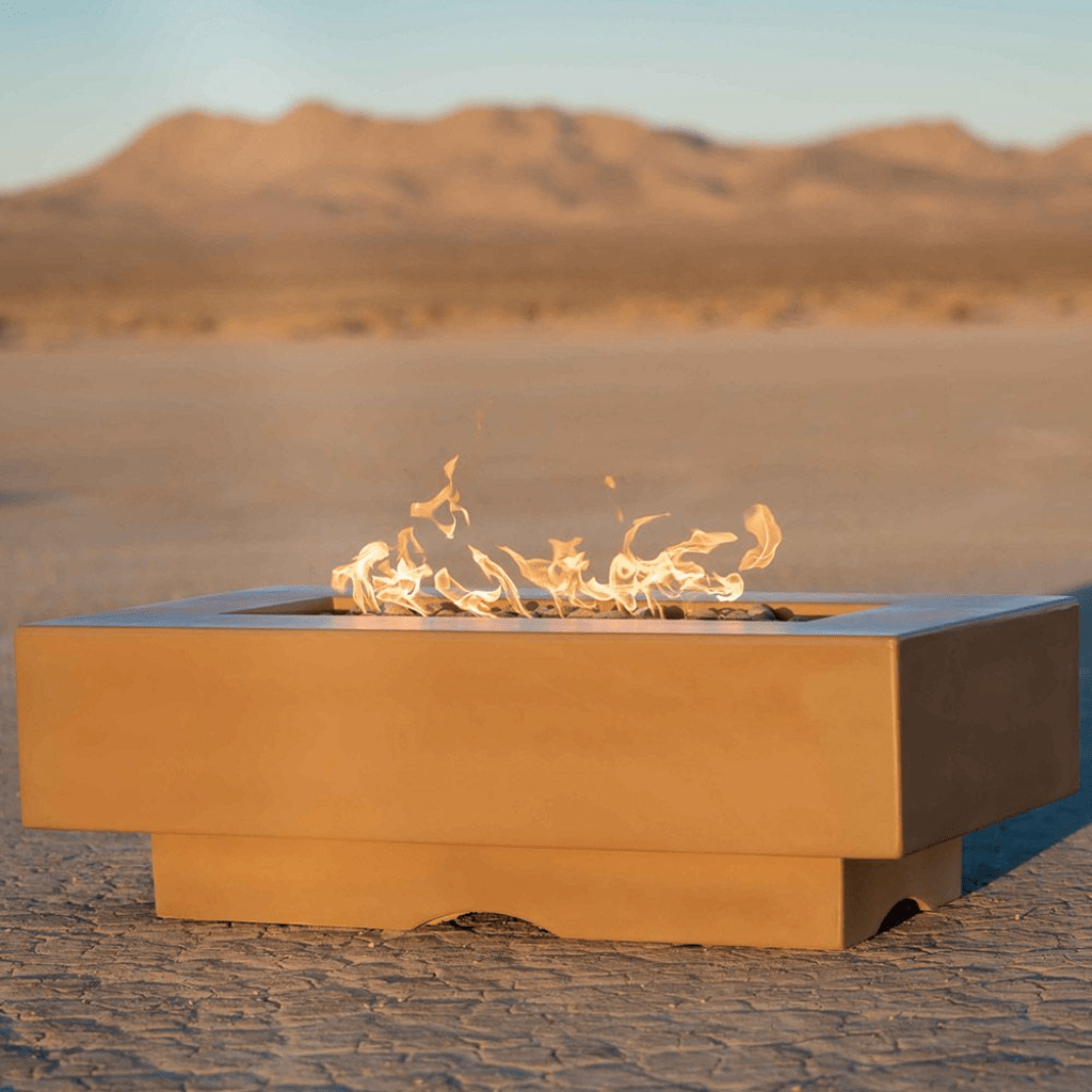 The Outdoor Plus 48" Del Mar GFRC Concrete Rectangle Liquid Propane Fire Pit Table
