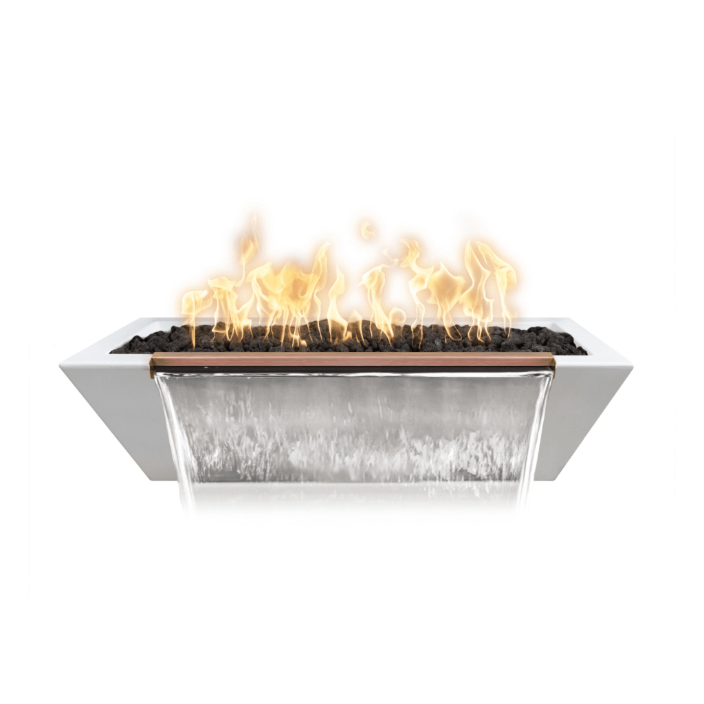The Outdoor Plus 48" Linear Maya GFRC Concrete Fire & Water Bowl