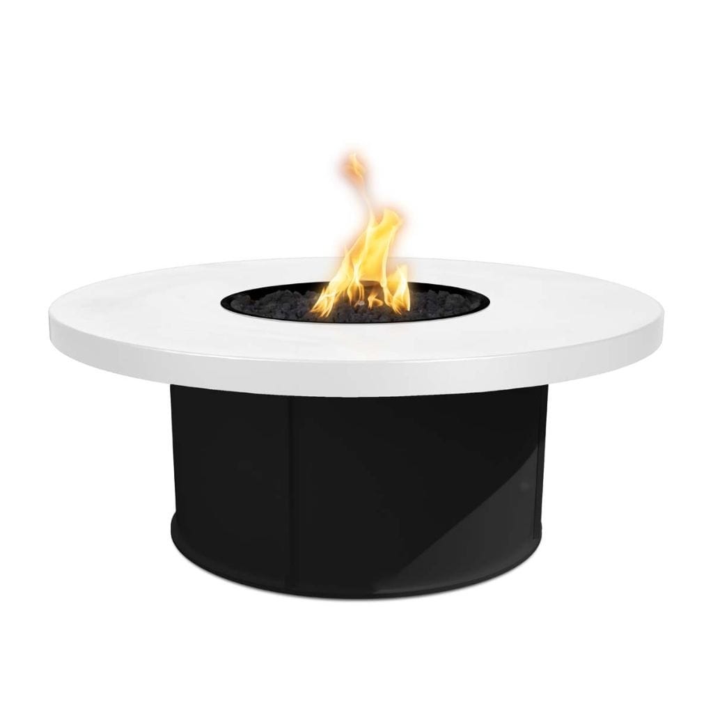 The Outdoor Plus 48" Mabel Black & White Steel Round Fire Pit Table