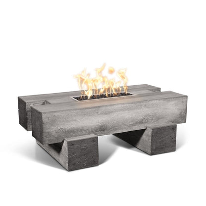 The Outdoor Plus 48" Palo GFRC Wood Grain Concrete Rectangle Gas Fire Pit Table