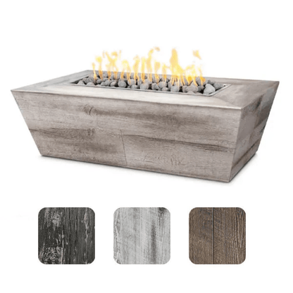 Fire Pit The Outdoor Plus 48" Plymouth GFRC Wood Grain Concrete Rectangle Gas Fire Pit - 16" tall