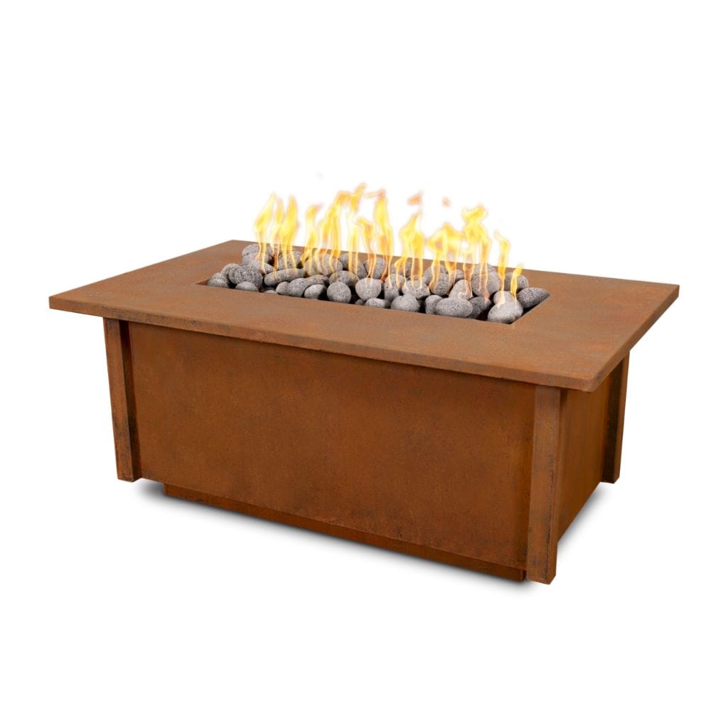 The Outdoor Plus 48" Salinas Copper & Corten Steel & Stainless Steel Rectangle Fire Pit Table