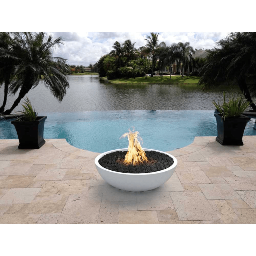 The Outdoor Plus 48" Sedona Narrow Ledge GFRC Concrete Round Liquid Propane Fire Pit