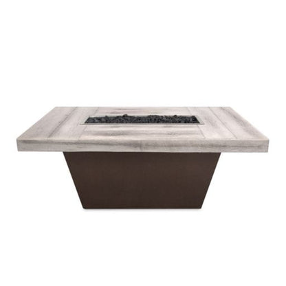 The Outdoor Plus 48" Tacoma GFRC Wood Grain Concrete Top Rectangle Fire Pit Table - 110V Electronic