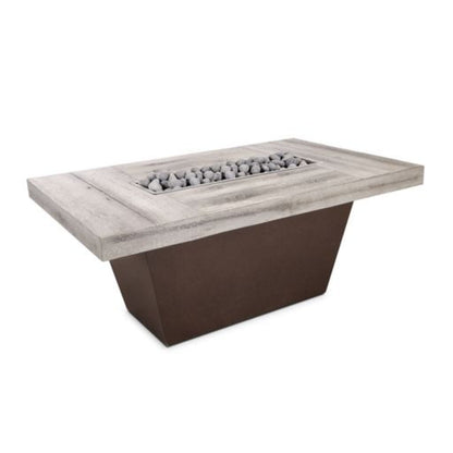 The Outdoor Plus 48" Tacoma GFRC Wood Grain Concrete Top Rectangle Fire Pit Table - 110V Electronic