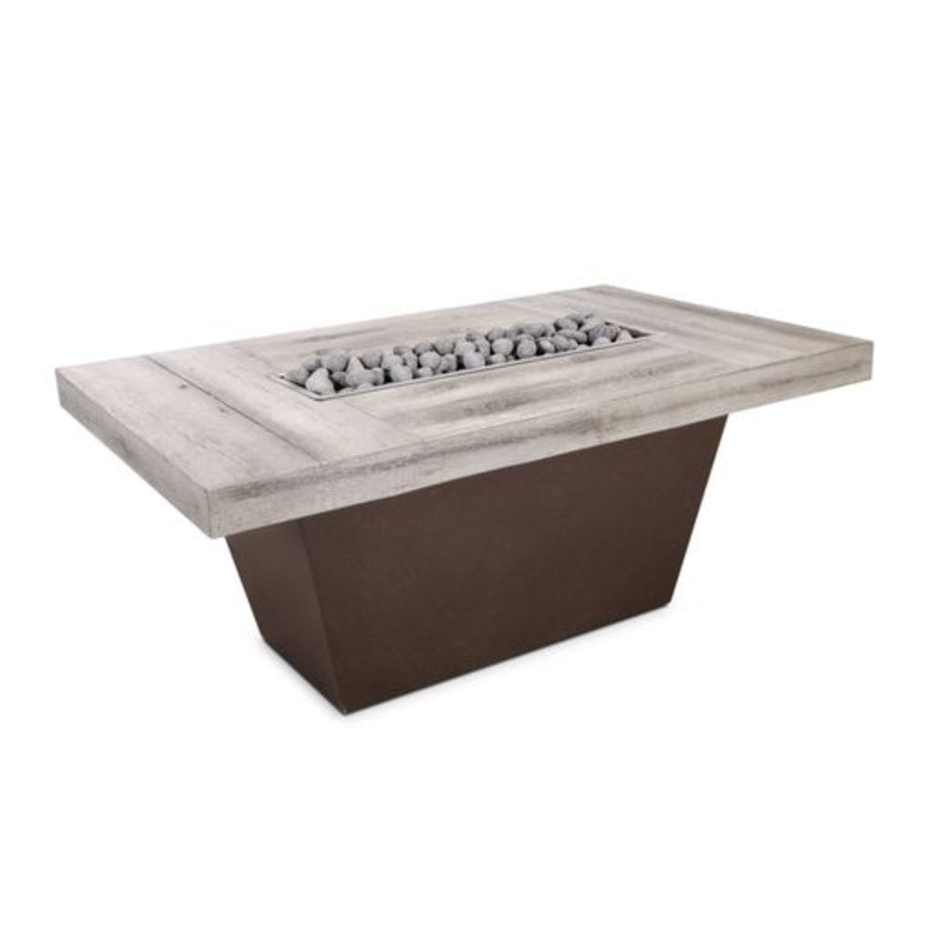 The Outdoor Plus 48" Tacoma Wood Grain Concrete Top Rectangle Fire Pit Table - Match Lit