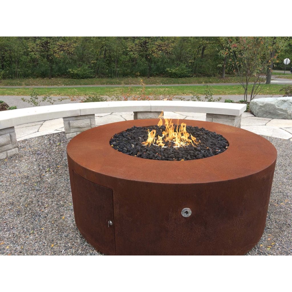 The Outdoor Plus 48" Unity Copper & Corten Steel & Stainless Steel Round Fire Pit - 18" Tall
