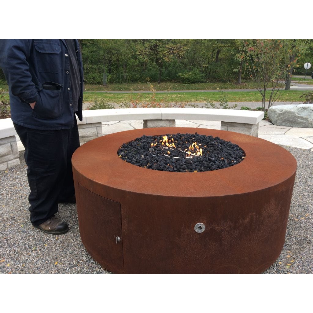 The Outdoor Plus 48" Unity Copper & Corten Steel & Stainless Steel Round Fire Pit - 24" Tall