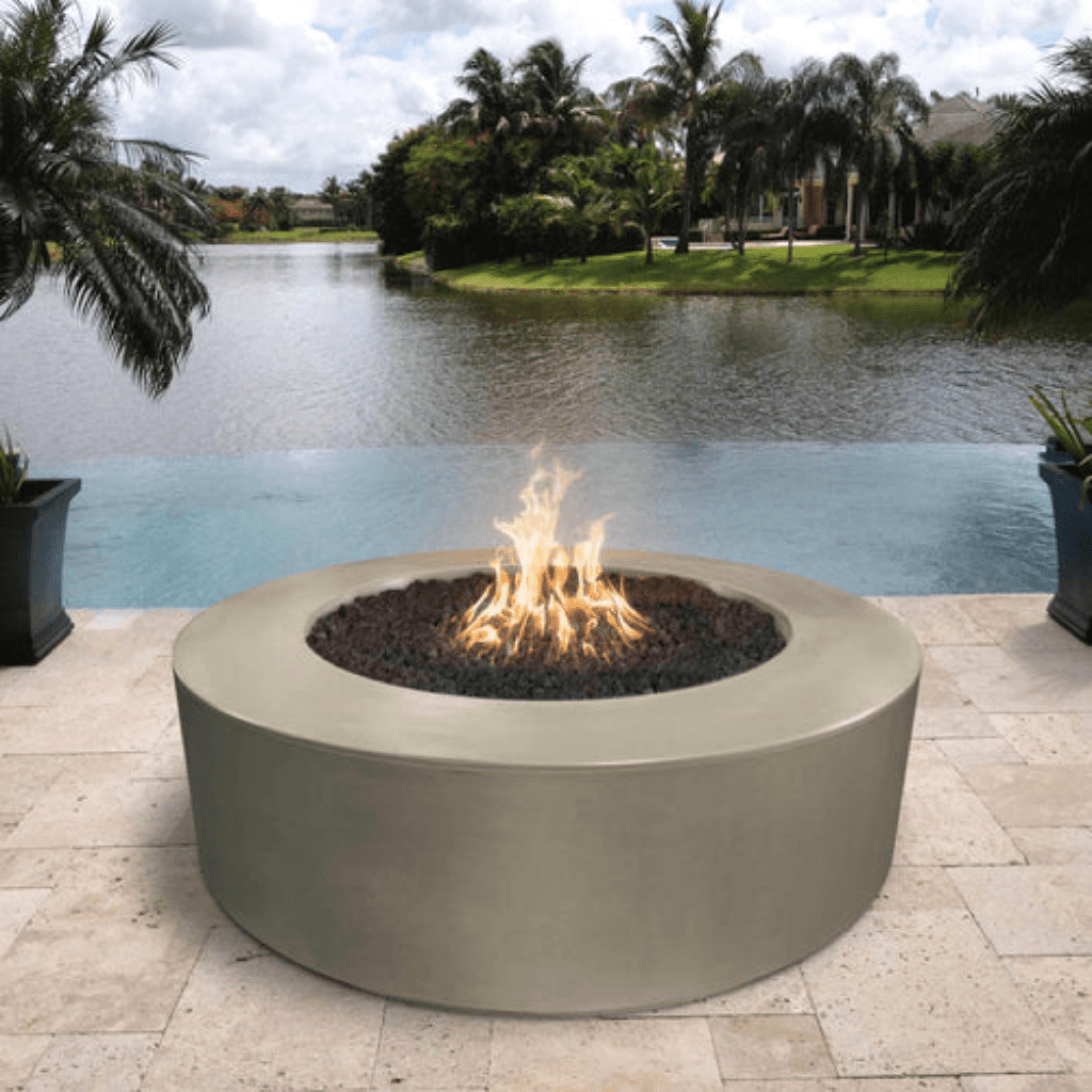 The Outdoor Plus 54" Florence GFRC Concrete Round Liquid Propane Fire Pit