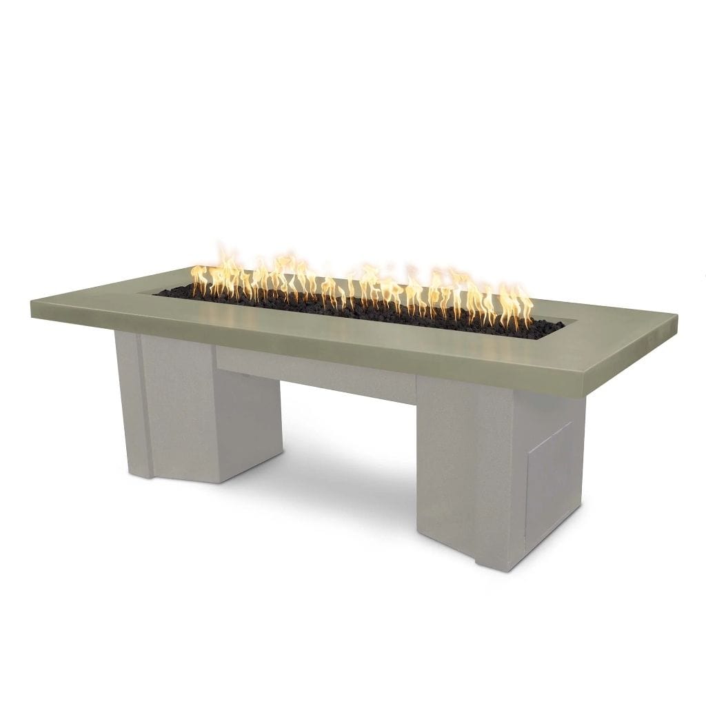 The Outdoor Plus 60" Alameda GFRC Smooth Concrete Top Rectangle Liquid Propane Fire Pit Table - Match Lit