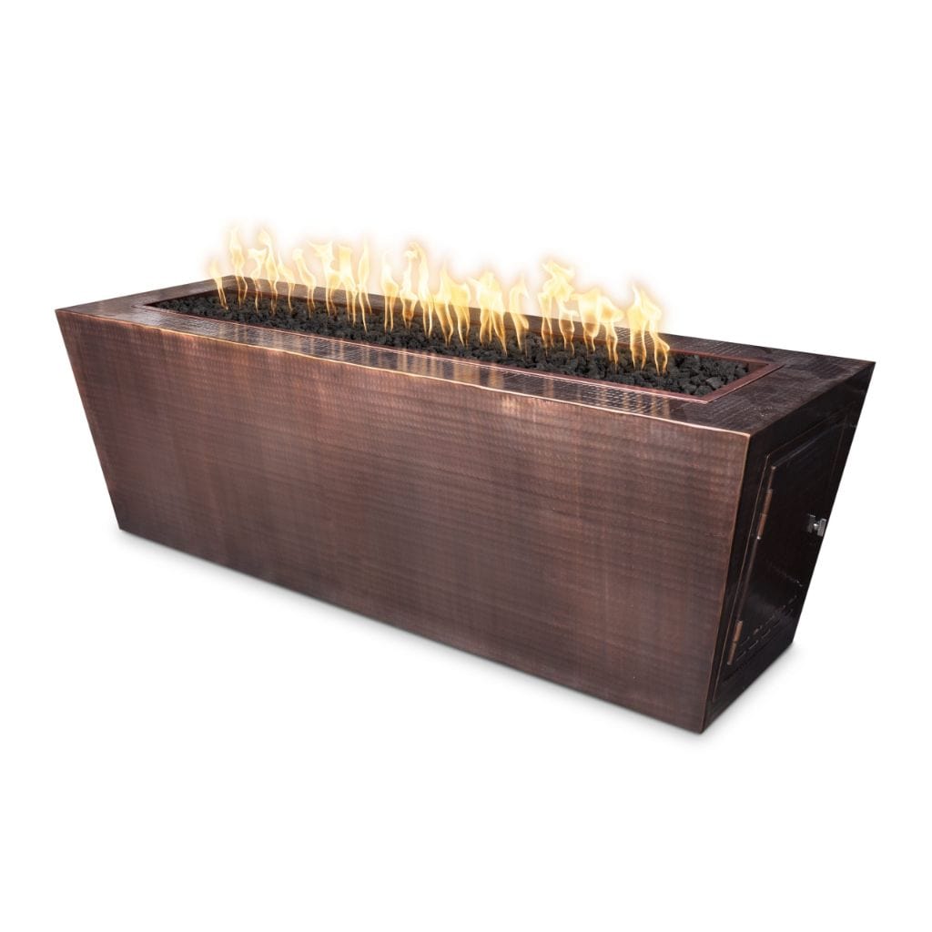 The Outdoor Plus 60" Mesa Copper & Corten Steel & Stainless Steel Rectangle Fire Pit Table