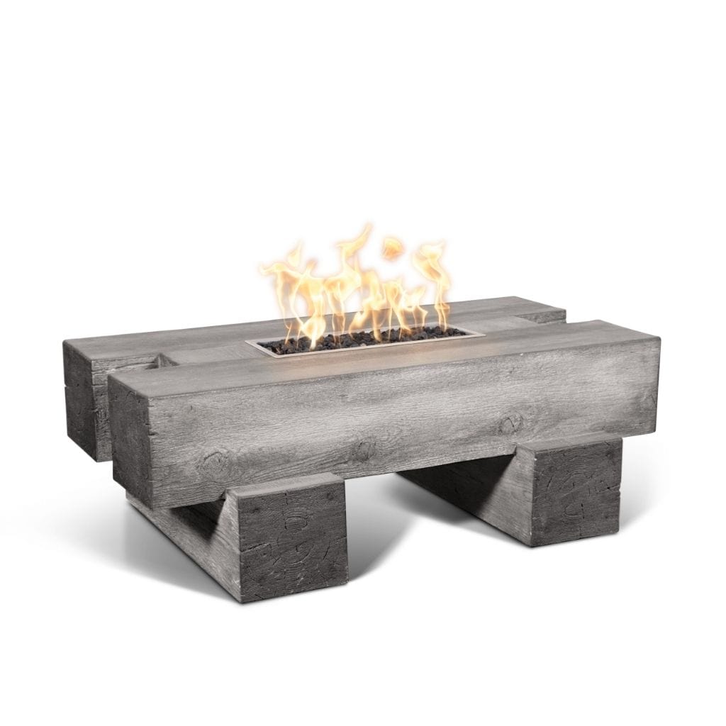The Outdoor Plus 60" Palo GFRC Wood Grain Concrete Rectangle Gas Fire Pit Table
