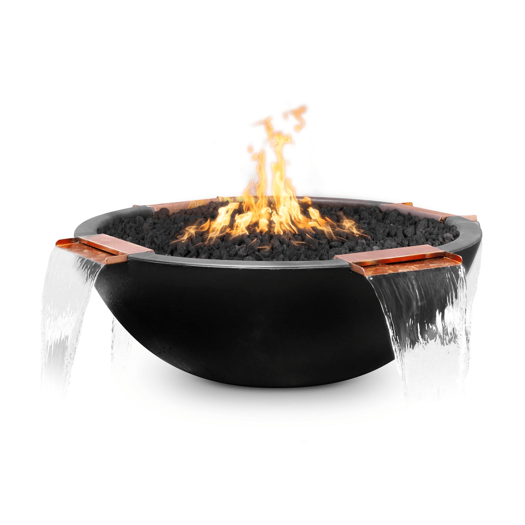 The Outdoor Plus 60" Sedona GFRC Concrete 4 Way Spill Round Fire and Water Bowl