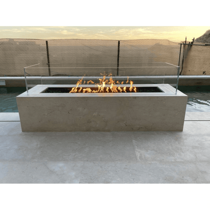 The Outdoor Plus 66" Cabo Linear GFRC Concrete Rectangle Liquid Propane Fire Pit