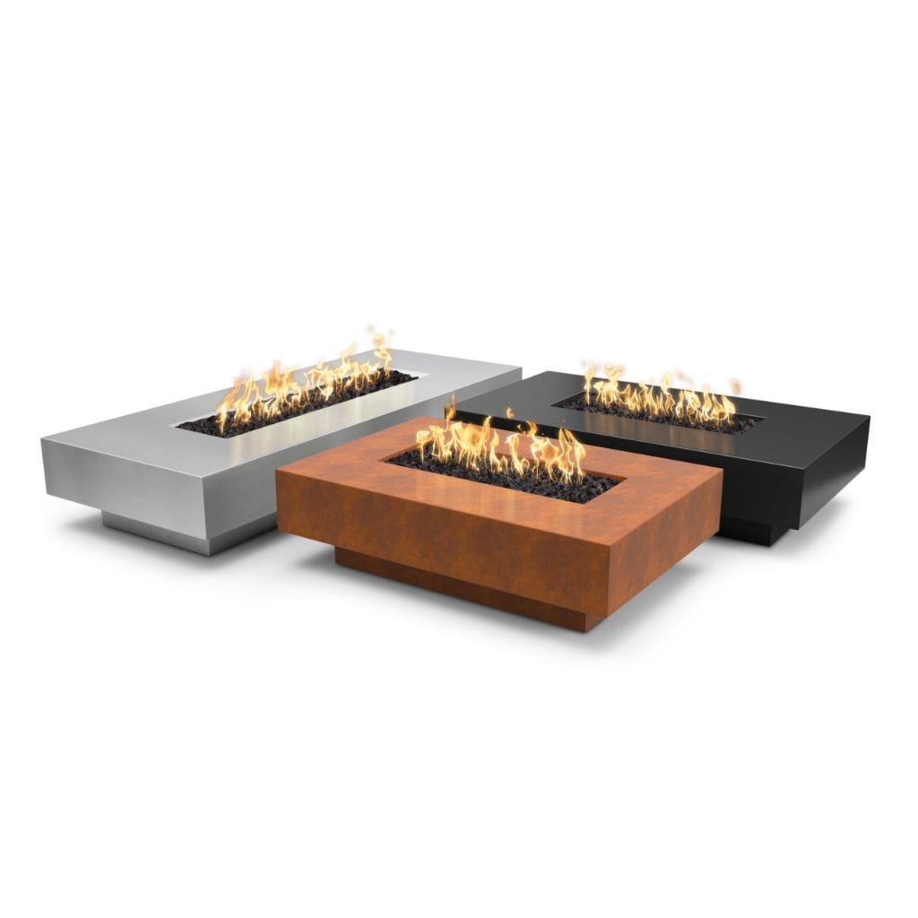 The Outdoor Plus 66" Cabo Linear Powder Coated Steel Rectangle Fire Pit Table