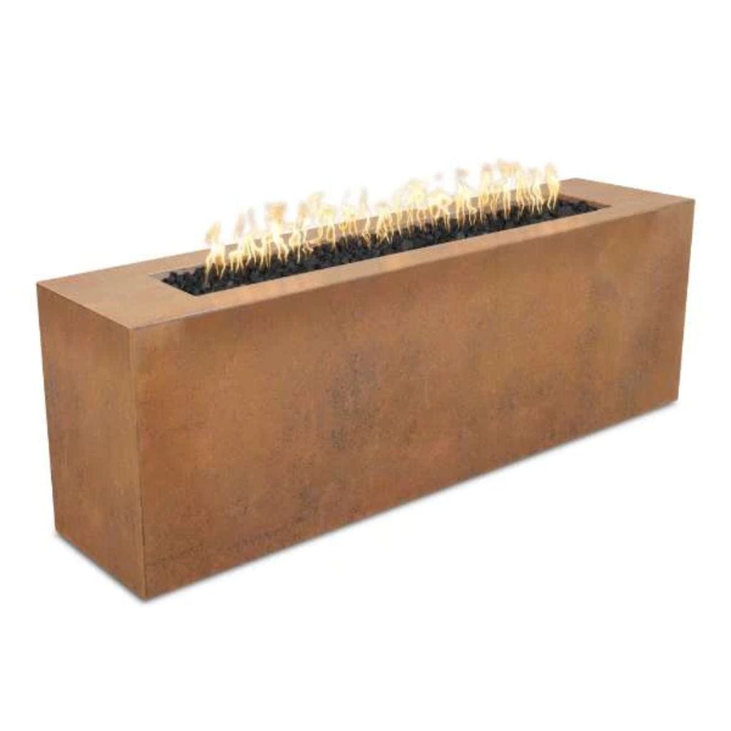 The Outdoor Plus 72" Carmen Copper & Corten Steel & Stainless Steel Rectangle Fire Pit - 16" tall