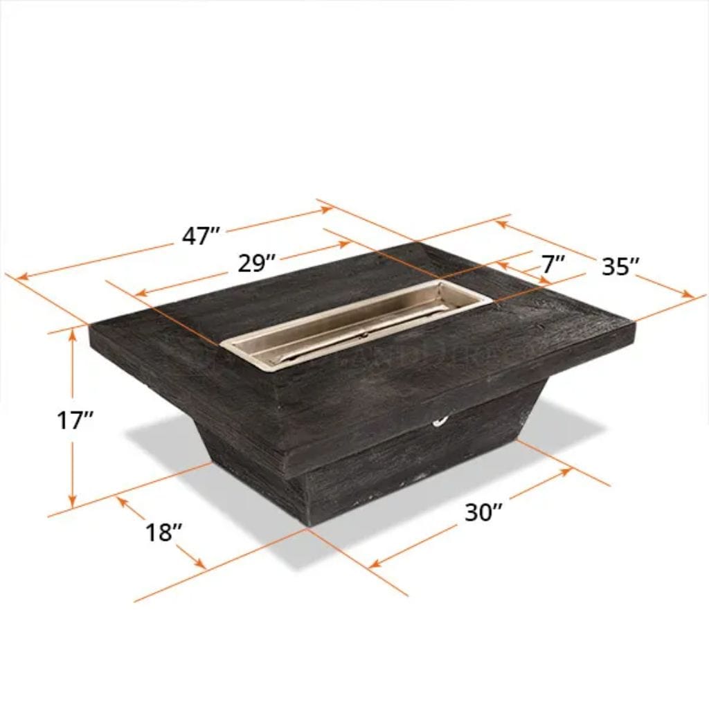 The Outdoor Plus 72" Carson GFRC Wood Grain Concrete Rectangle Gas Fire Pit Table - 16" tall