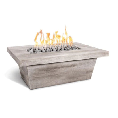 The Outdoor Plus 72" Carson GFRC Wood Grain Concrete Rectangle Gas Fire Pit Table - 16" tall