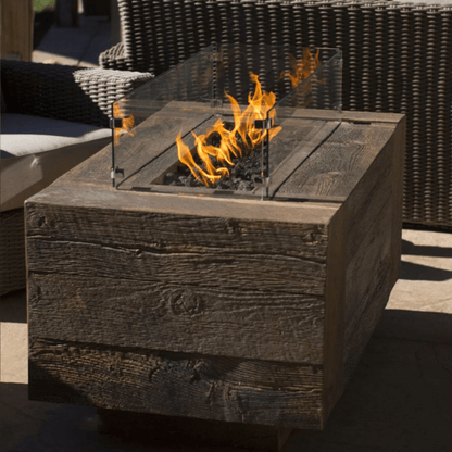 The Outdoor Plus 72" Catalina GFRC Wood Grain Concrete Rectangle Gas Fire Pit