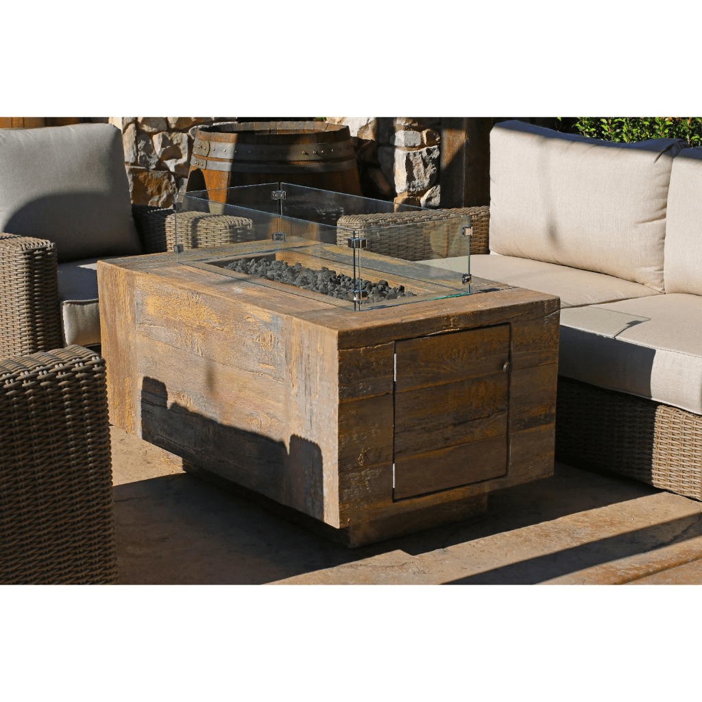 The Outdoor Plus 72" Catalina GFRC Wood Grain Concrete Rectangle Gas Fire Pit