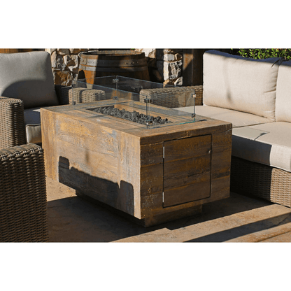 The Outdoor Plus 72" Catalina GFRC Wood Grain Concrete Rectangle Gas Fire Pit