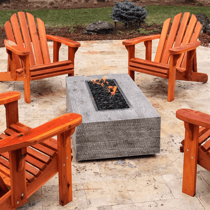 The Outdoor Plus 72" Coronado GFRC Wood Grain Concrete Rectangle Gas Fire Pit