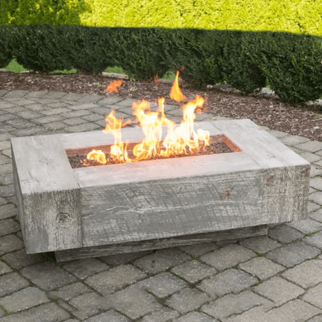 The Outdoor Plus 72" Coronado GFRC Wood Grain Concrete Rectangle Gas Fire Pit