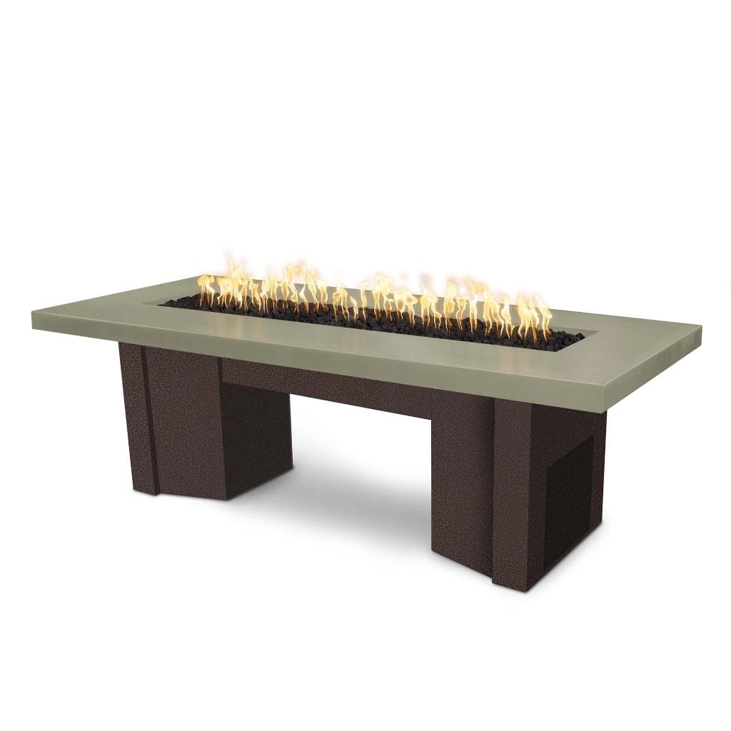 The Outdoor Plus 78" Alameda GFRC Smooth Concrete Top Rectangle Natural Gas Fire Pit Table - Match Lit
