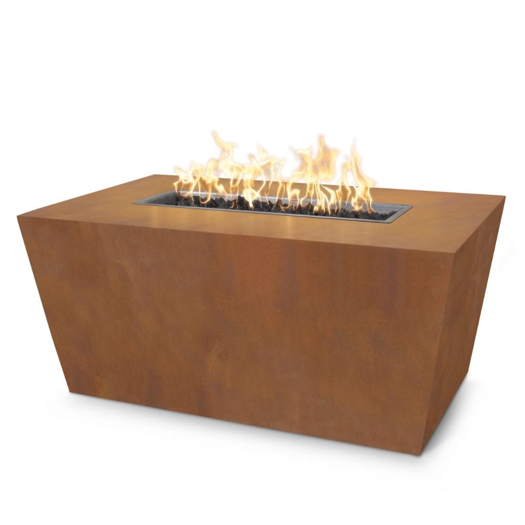 The Outdoor Plus 84" Mesa Copper & Corten Steel & Stainless Steel Rectangle Fire Pit Table