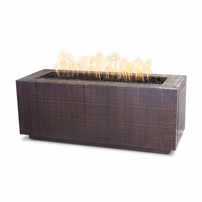 The Outdoor Plus 84" Pismo Copper & Corten Steel & Stainless Steel Rectangle Fire Pit Table