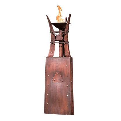 The Outdoor Plus 87" Bastille Hammered Copper Square Gas Fire Tower