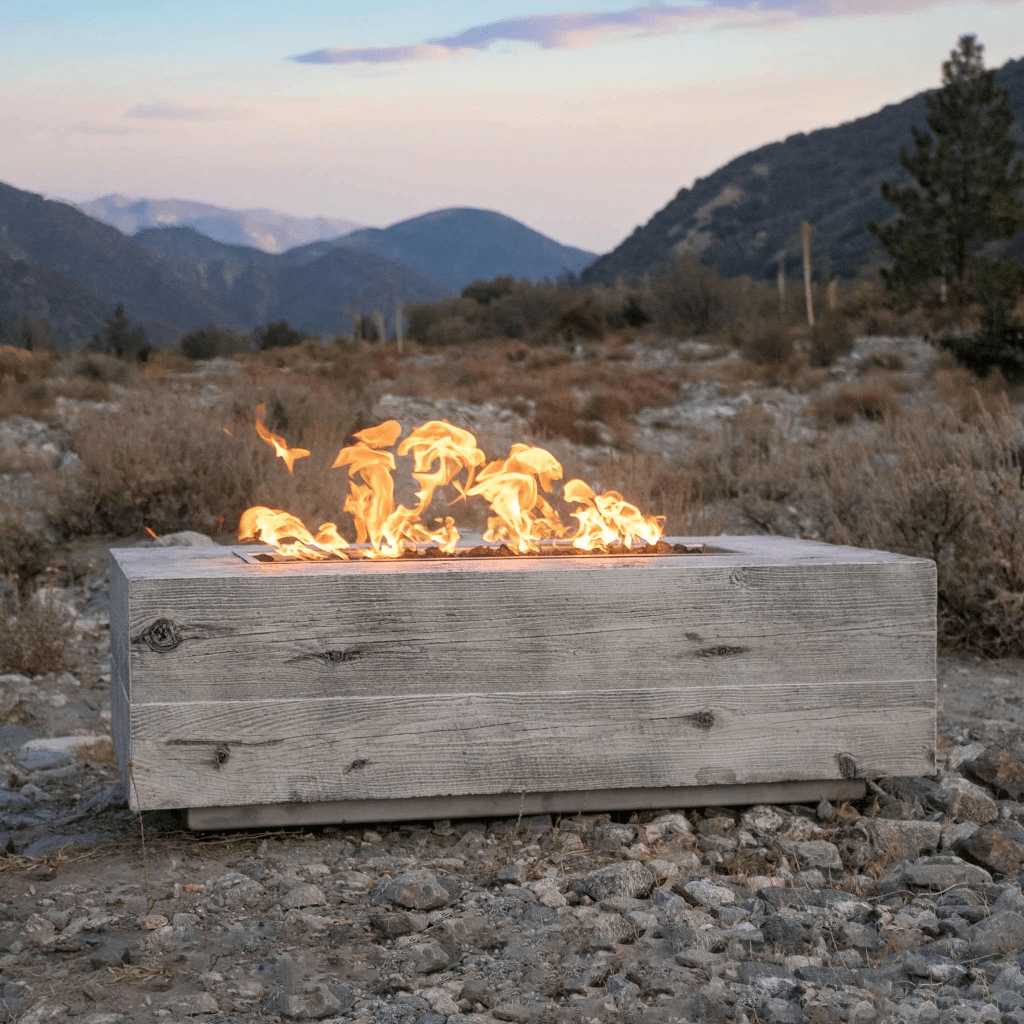 The Outdoor Plus 96" Coronado GFRC Wood Grain Concrete Rectangle Gas Fire Pit